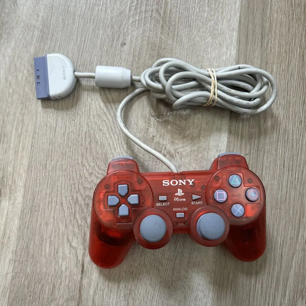 Sony PlayStation One PSOne PS1 Analog Controller DualShock Red SCPH-110 Tested